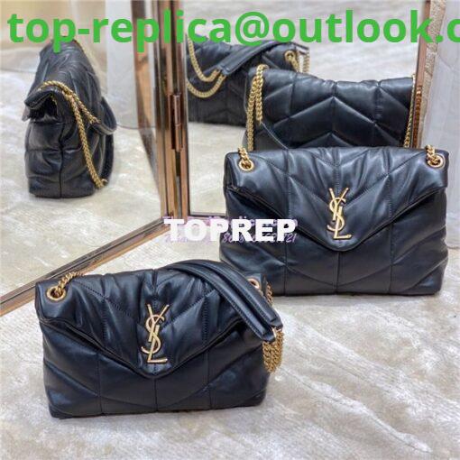 Replica Yves Saint Laurent YSL Loulou Puffer Small Bag In Quilted Lambskin 577476 Black Gold Hardware