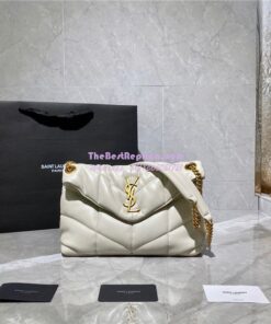 Replica Yves Saint Laurent YSL Loulou Puffer Small Bag In Quilted Lambskin 577476 White Gold Hardware 2