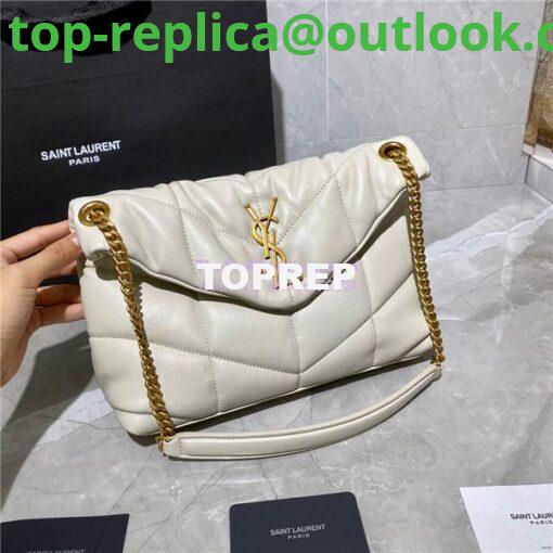 Replica Yves Saint Laurent YSL Loulou Puffer Small Bag In Quilted Lambskin 577476 White Gold Hardware 3