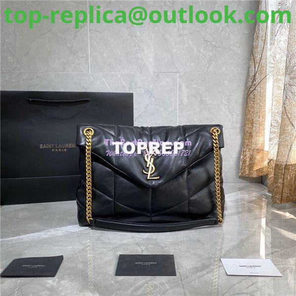Replica Yves Saint Laurent YSL Loulou Puffer Medium Bag In Quilted Lambskin 5774751 Black Gold Hardware Replica Yves Saint Laurent YSL Loulou Puffer Medium Bag In Quilted Lambskin 5774751 Black Gold Hardware