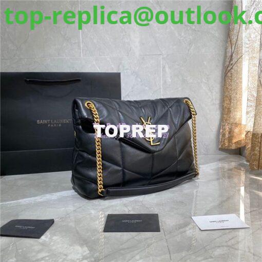 Replica Yves Saint Laurent YSL Loulou Puffer Medium Bag In Quilted Lambskin 5774751 Black Gold Hardware 2