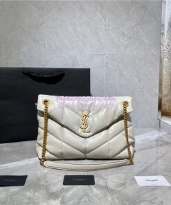 Replica Yves Saint Laurent YSL Loulou Puffer Medium Bag In Quilted Lambskin 5774751 White Gold Hardware