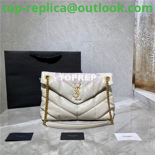 Replica Yves Saint Laurent YSL Loulou Puffer Medium Bag In Quilted Lambskin 5774751 White Gold Hardware Replica Yves Saint Laurent YSL Loulou Puffer Medium Bag In Quilted Lambskin 5774751 White Gold Hardware