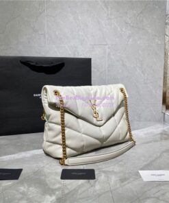 Replica Yves Saint Laurent YSL Loulou Puffer Medium Bag In Quilted Lambskin 5774751 White Gold Hardware 2