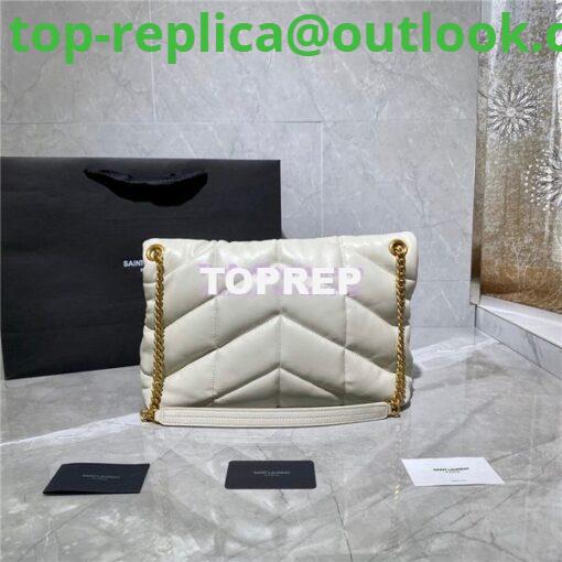 Replica Yves Saint Laurent YSL Loulou Puffer Medium Bag In Quilted Lambskin 5774751 White Gold Hardware 5