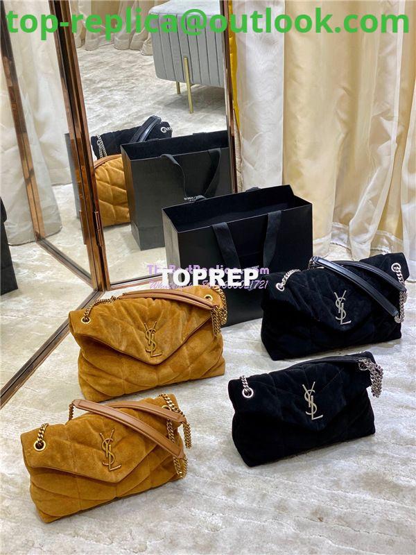 Replica YSL Saint Laurent Loulou Puffer Small Bag In Quilted Suede And Lambskin 577476 Black Replica YSL Saint Laurent Loulou Puffer Small Bag In Quilted Suede And Lambskin 577476 Black