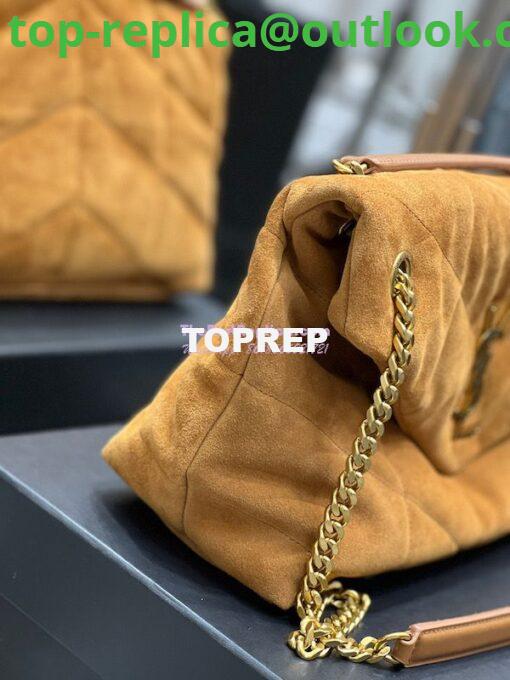 Replica YSL Saint Laurent Loulou Puffer Medium Bag In Quilted Suede And Lambskin 5774751 Tan 3