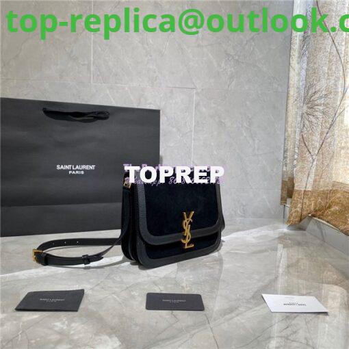 Replica YSL Saint Laurent Solferino Medium Soft Satchel In Suede And Smooth Leather 635025 Black 3