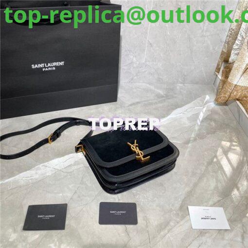 Replica YSL Saint Laurent Solferino Medium Soft Satchel In Suede And Smooth Leather 635025 Black 7