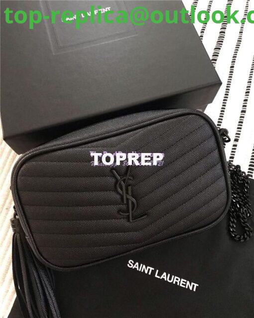 Replica YSL Saint Laurent Lou Mini Bag In Quilted Grain De Poudre Embossed Leather 6125791 All Black 2