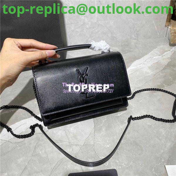 Replica Saint Laurent YSL Sunset Chain Wallet In Smooth Leather 533026 All Black Replica Saint Laurent YSL Sunset Chain Wallet In Smooth Leather 533026 All Black