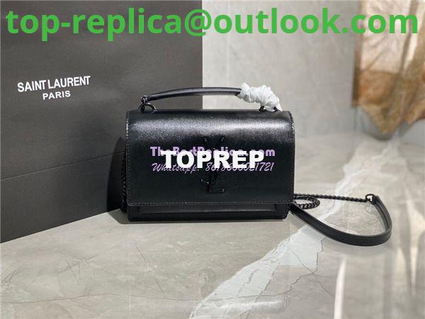 Replica Saint Laurent YSL Sunset Chain Wallet In Smooth Leather 533026 All Black 2 Replica Saint Laurent YSL Sunset Chain Wallet In Smooth Leather 533026 All Black 2