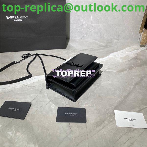 Replica Saint Laurent YSL Sunset Chain Wallet In Smooth Leather 533026 All Black 6 Replica Saint Laurent YSL Sunset Chain Wallet In Smooth Leather 533026 All Black 6