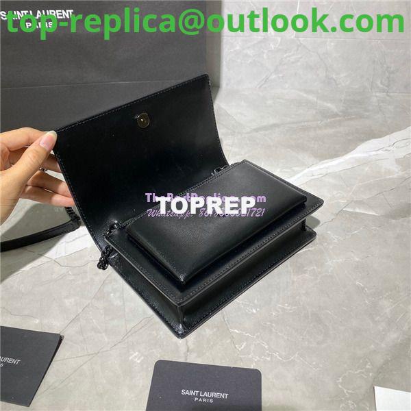 Replica Saint Laurent YSL Sunset Chain Wallet In Smooth Leather 533026 All Black 8 Replica Saint Laurent YSL Sunset Chain Wallet In Smooth Leather 533026 All Black 8