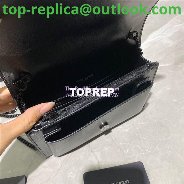 Replica Saint Laurent YSL Sunset Chain Wallet In Smooth Leather 533026 All Black 9 Replica Saint Laurent YSL Sunset Chain Wallet In Smooth Leather 533026 All Black 9