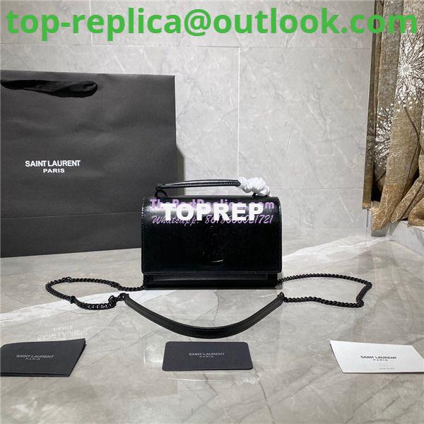 Replica Saint Laurent YSL Sunset Chain Wallet In Smooth Leather 533026 All Black 10 Replica Saint Laurent YSL Sunset Chain Wallet In Smooth Leather 533026 All Black 10