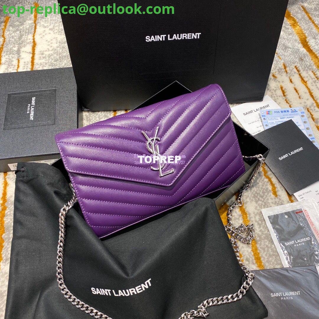 Replica YSL Saint Laurent Monogram Chain Wallet Grain De Poudre Textured Matelasse Leather Purple 2 Replica YSL Saint Laurent Monogram Chain Wallet Grain De Poudre Textured Matelasse Leather Purple 2