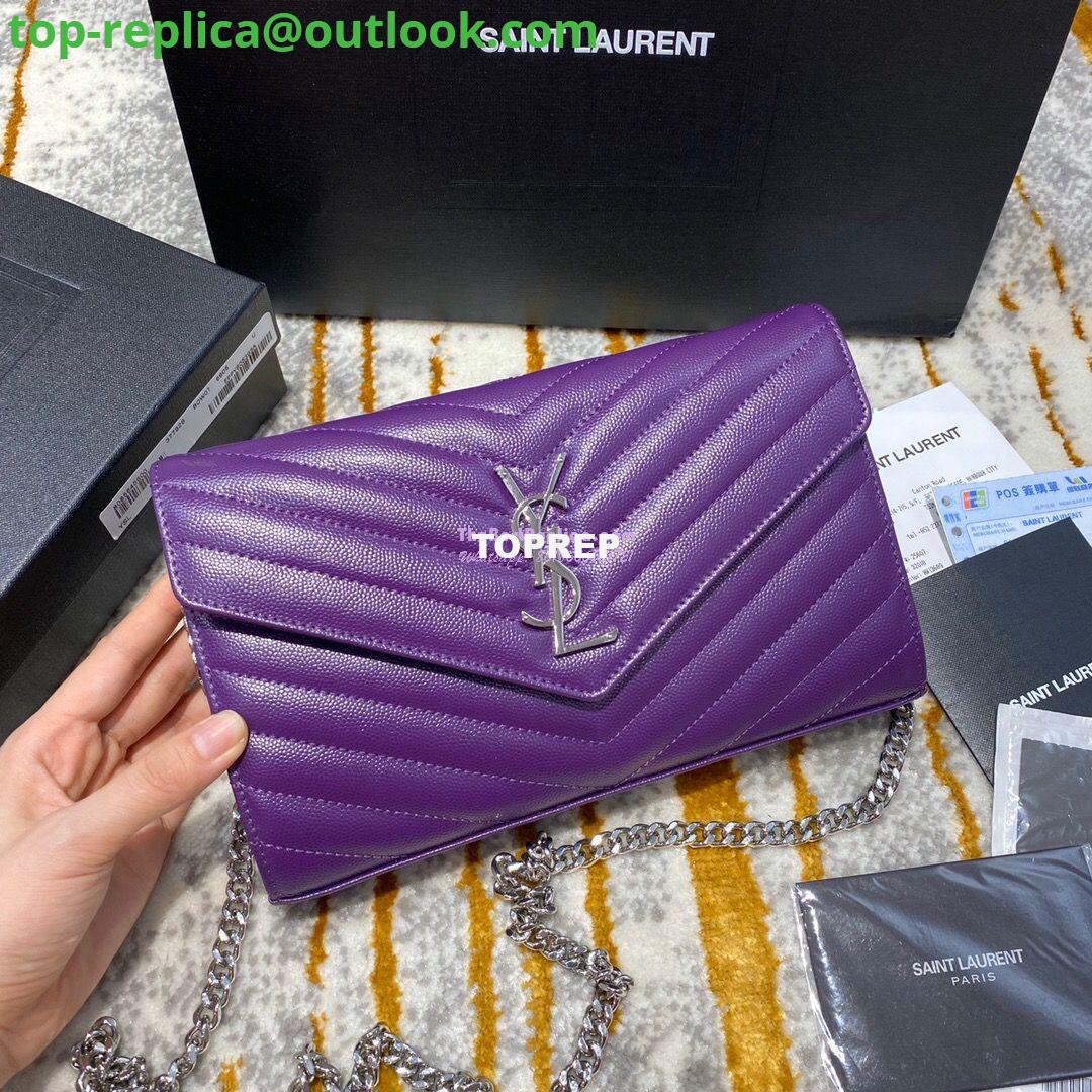 Replica YSL Saint Laurent Monogram Chain Wallet Grain De Poudre Textured Matelasse Leather Purple 3 Replica YSL Saint Laurent Monogram Chain Wallet Grain De Poudre Textured Matelasse Leather Purple 3
