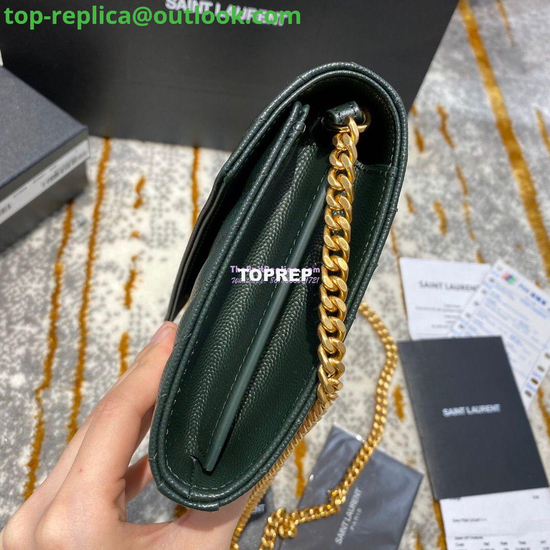 Replica YSL Saint Laurent Monogram Chain Wallet Grain De Poudre Textured Matelasse Leather Green 5 Replica YSL Saint Laurent Monogram Chain Wallet Grain De Poudre Textured Matelasse Leather Green 5