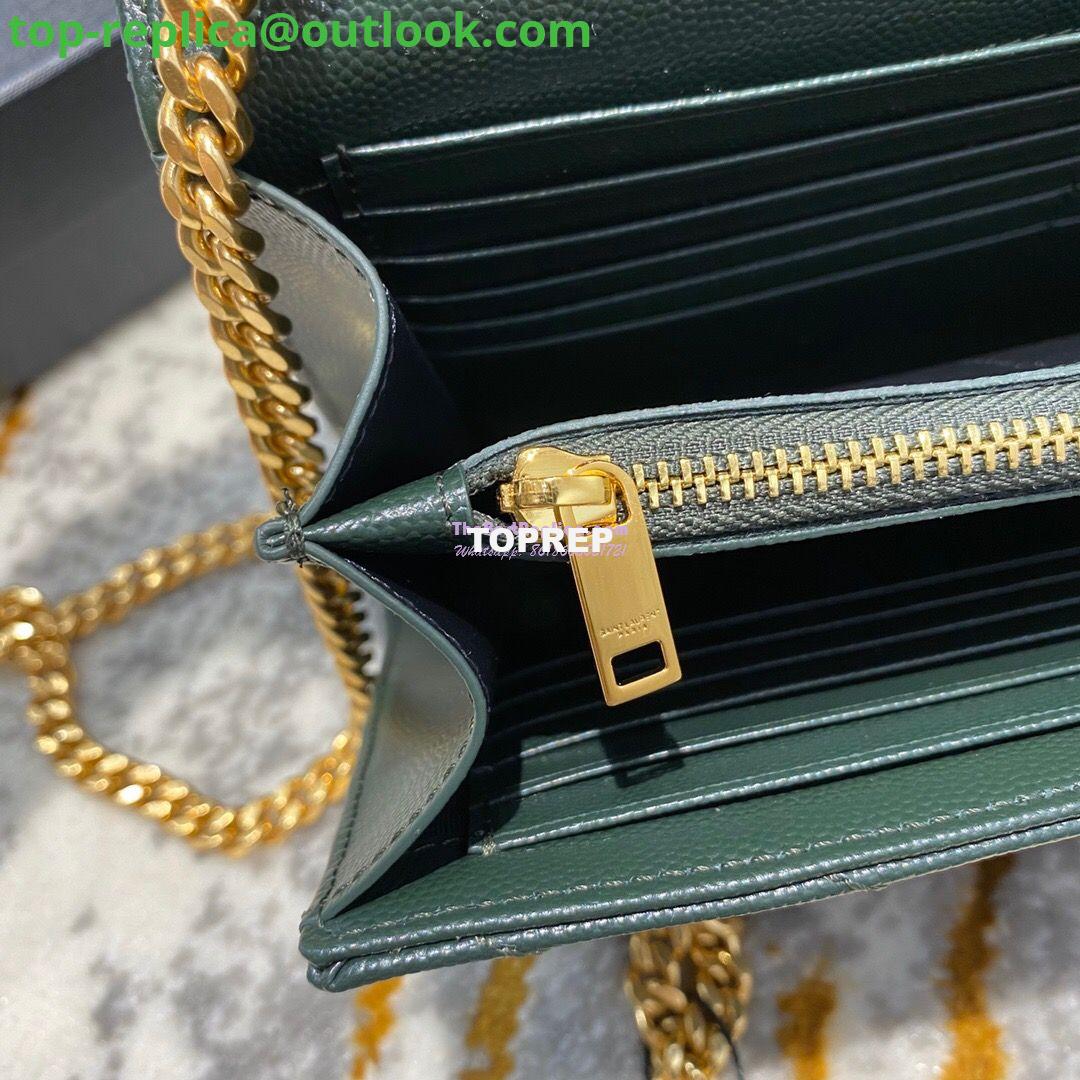 Replica YSL Saint Laurent Monogram Chain Wallet Grain De Poudre Textured Matelasse Leather Green 8 Replica YSL Saint Laurent Monogram Chain Wallet Grain De Poudre Textured Matelasse Leather Green 8