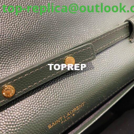 Replica YSL Saint Laurent Monogram Chain Wallet Grain De Poudre Textured Matelasse Leather Green 11