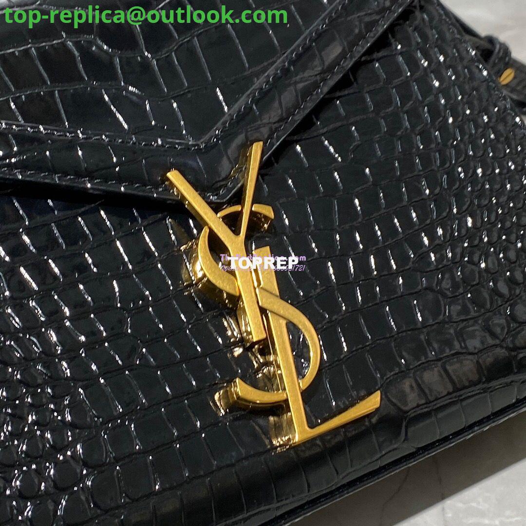 Replica YSL Saint Laurent Cassandra Mini Top Handle Bag In Crocodile Embossed Shiny Leather 602716 Black 4 Replica YSL Saint Laurent Cassandra Mini Top Handle Bag In Crocodile Embossed Shiny Leather 602716 Black 4