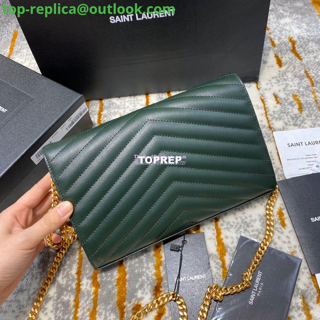 Replica YSL Saint Laurent Monogram Chain Wallet Grain De Poudre Textured Matelasse Leather Green 14 Replica YSL Saint Laurent Monogram Chain Wallet Grain De Poudre Textured Matelasse Leather Green 14