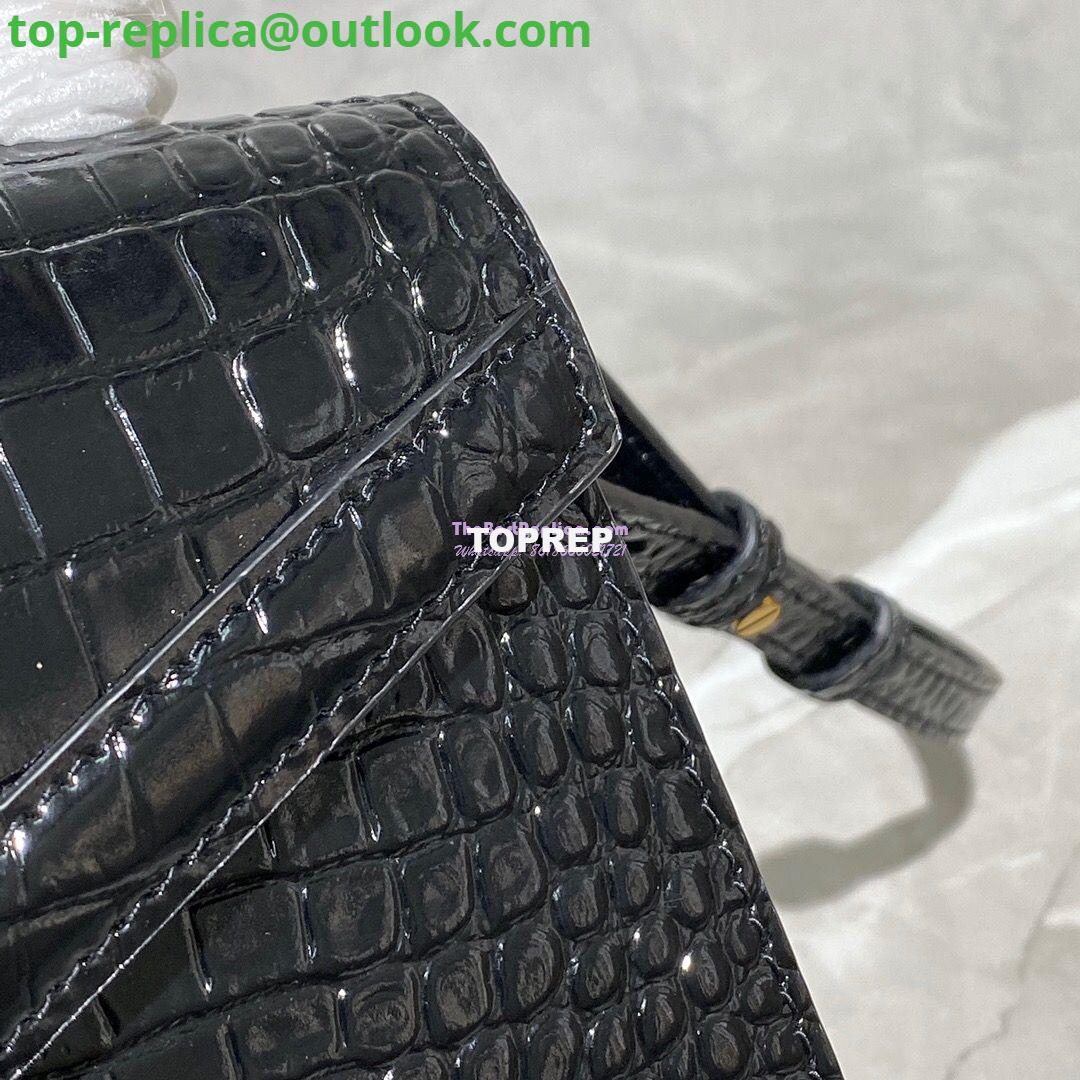 Replica YSL Saint Laurent Cassandra Mini Top Handle Bag In Crocodile Embossed Shiny Leather 602716 Black 5 Replica YSL Saint Laurent Cassandra Mini Top Handle Bag In Crocodile Embossed Shiny Leather 602716 Black 5