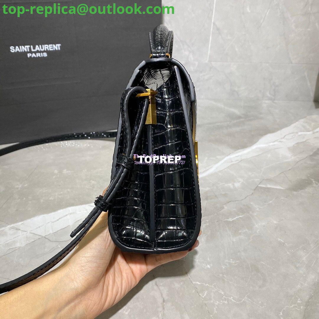 Replica YSL Saint Laurent Cassandra Mini Top Handle Bag In Crocodile Embossed Shiny Leather 602716 Black 6 Replica YSL Saint Laurent Cassandra Mini Top Handle Bag In Crocodile Embossed Shiny Leather 602716 Black 6