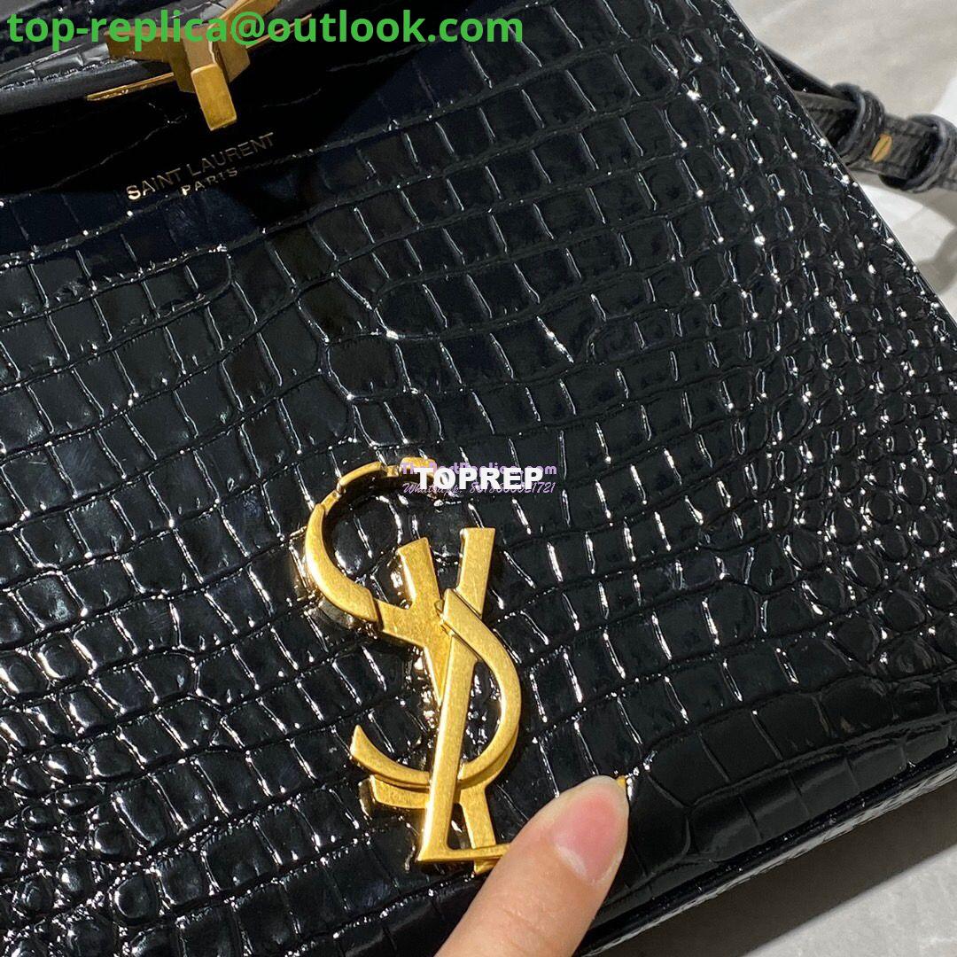 Replica YSL Saint Laurent Cassandra Mini Top Handle Bag In Crocodile Embossed Shiny Leather 602716 Black 8 Replica YSL Saint Laurent Cassandra Mini Top Handle Bag In Crocodile Embossed Shiny Leather 602716 Black 8