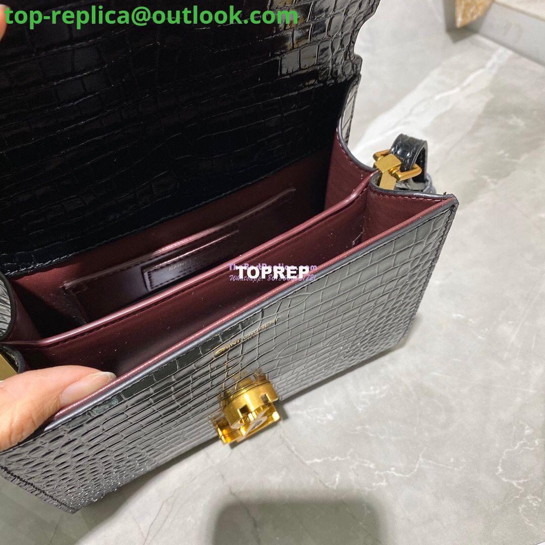Replica YSL Saint Laurent Cassandra Mini Top Handle Bag In Crocodile Embossed Shiny Leather 602716 Black 10 Replica YSL Saint Laurent Cassandra Mini Top Handle Bag In Crocodile Embossed Shiny Leather 602716 Black 10