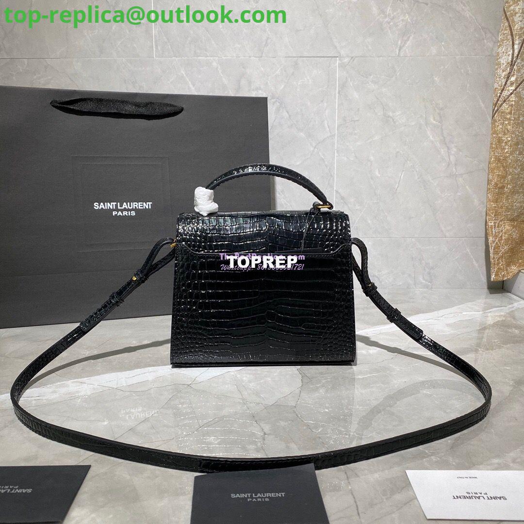 Replica YSL Saint Laurent Cassandra Mini Top Handle Bag In Crocodile Embossed Shiny Leather 602716 Black 12 Replica YSL Saint Laurent Cassandra Mini Top Handle Bag In Crocodile Embossed Shiny Leather 602716 Black 12
