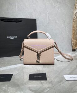 Replica YSL Saint Laurent Cassandra Mini Top Handle Bag In Grain De Poudre Embossed Leather 602716 Marble Pink