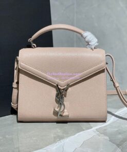 Replica YSL Saint Laurent Cassandra Mini Top Handle Bag In Grain De Poudre Embossed Leather 602716 Marble Pink 2