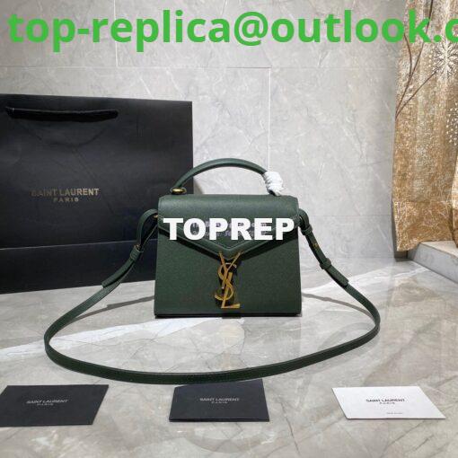 Replica YSL Saint Laurent Cassandra Mini Top Handle Bag In Grain De Poudre Embossed Leather 602716 Green