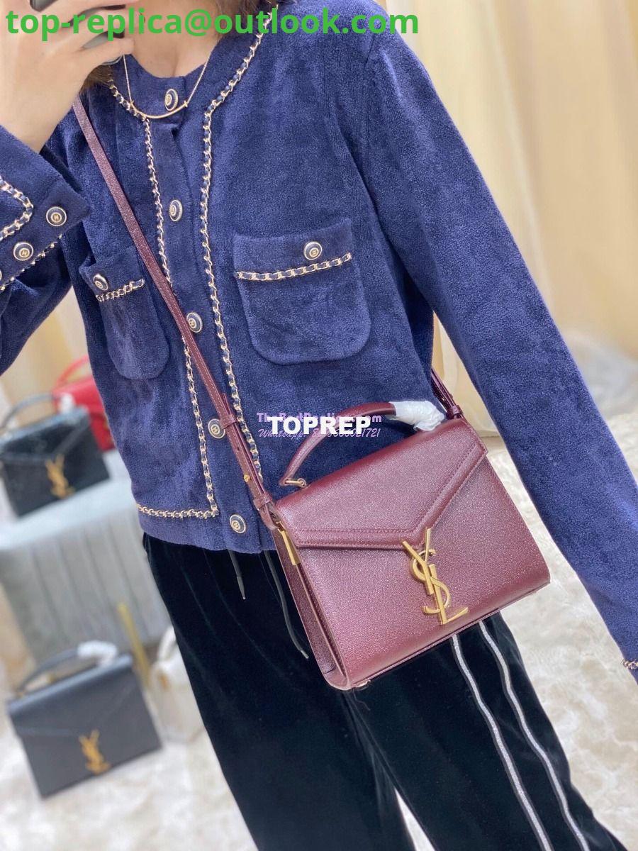 Replica YSL Saint Laurent Cassandra Mini Top Handle Bag In Grain De Poudre Embossed Leather 602716 DarkRed 14 Replica YSL Saint Laurent Cassandra Mini Top Handle Bag In Grain De Poudre Embossed Leather 602716 DarkRed 14