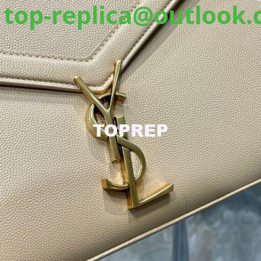 Replica YSL Saint Laurent Cassandra Top Handle Medium Bag In Grain De Poudre Leather Light Beige 4