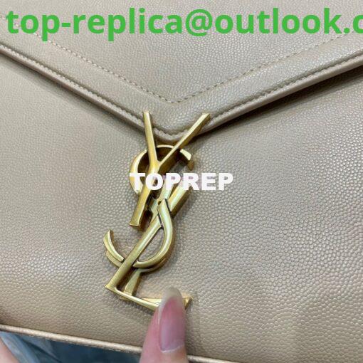 Replica YSL Saint Laurent Cassandra Top Handle Medium Bag In Grain De Poudre Leather Light Beige 5