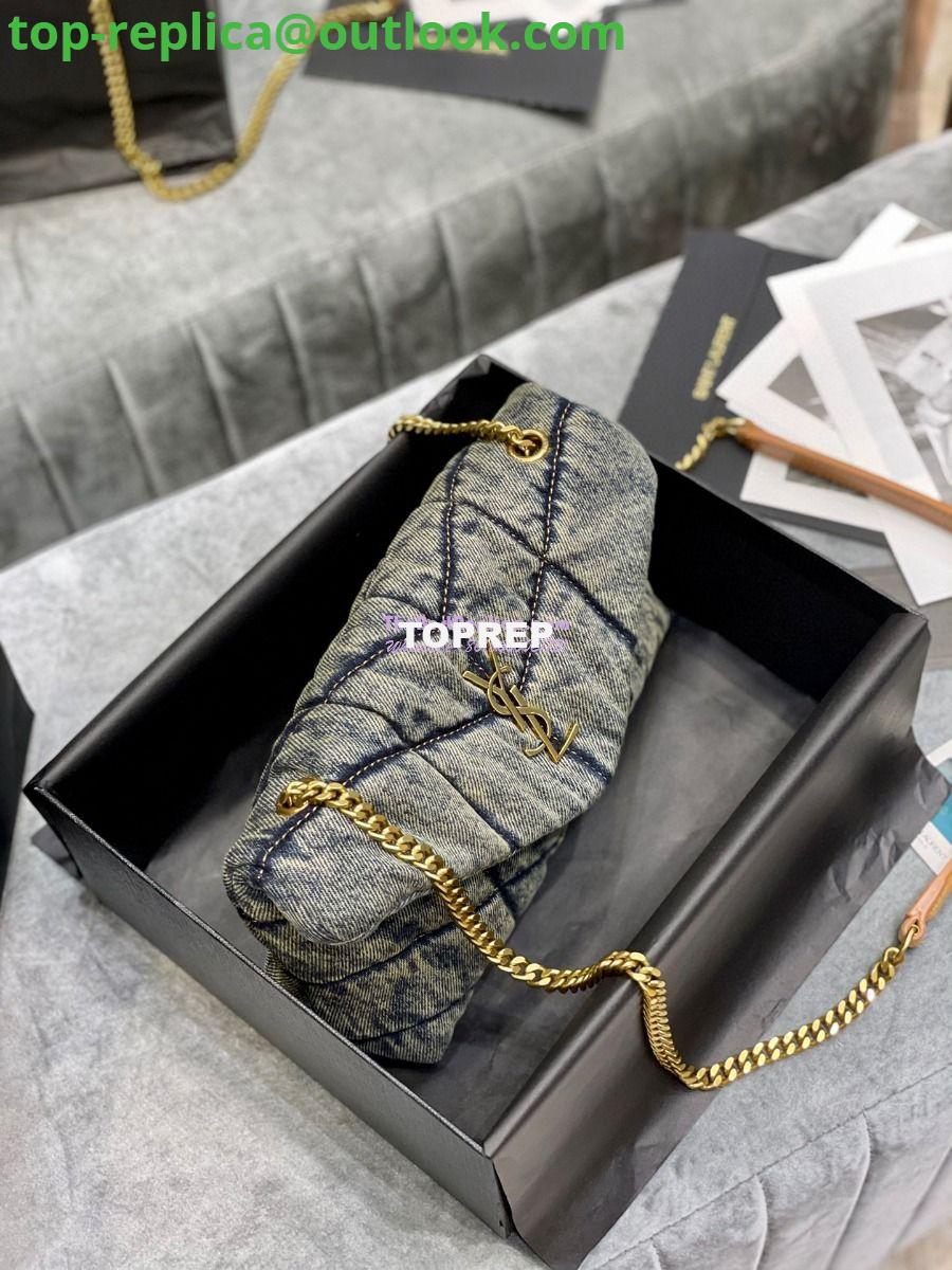 Replica Saint Laurent YSL Loulou Puffer Mini Bag In Quilted Vintage Denim And Suede 3 Replica Saint Laurent YSL Loulou Puffer Mini Bag In Quilted Vintage Denim And Suede 3