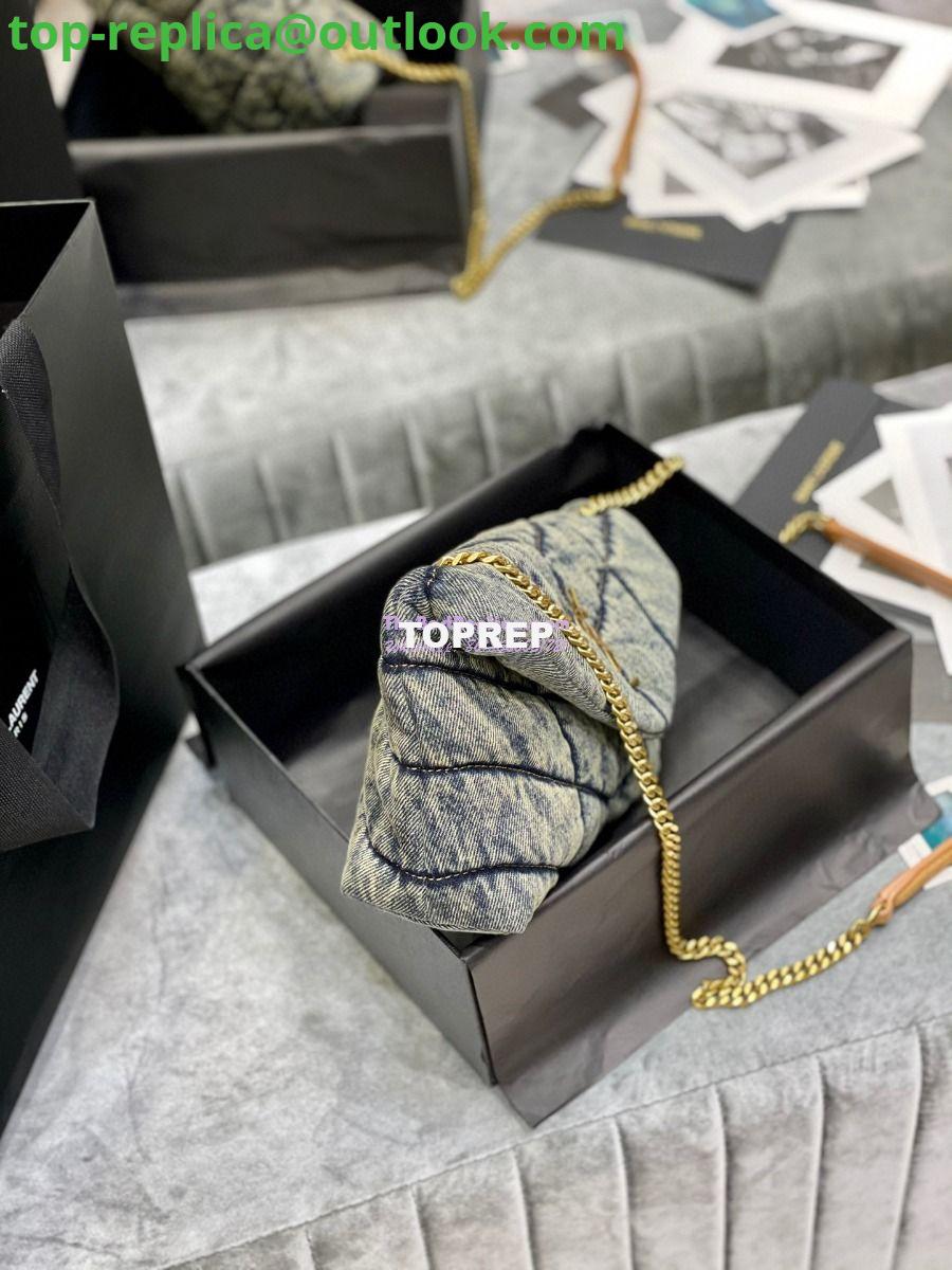 Replica Saint Laurent YSL Loulou Puffer Mini Bag In Quilted Vintage Denim And Suede 4 Replica Saint Laurent YSL Loulou Puffer Mini Bag In Quilted Vintage Denim And Suede 4