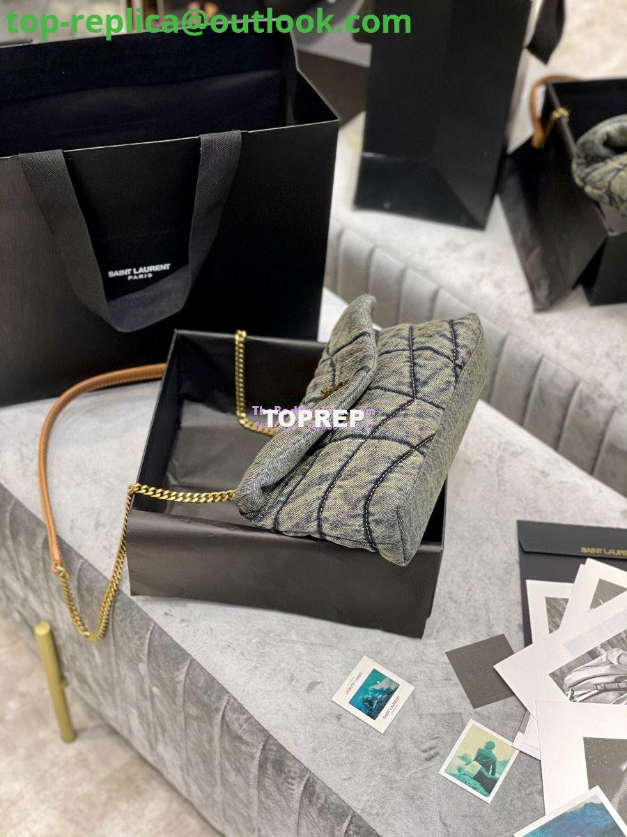 Replica Saint Laurent YSL Loulou Puffer Mini Bag In Quilted Vintage Denim And Suede 6 Replica Saint Laurent YSL Loulou Puffer Mini Bag In Quilted Vintage Denim And Suede 6