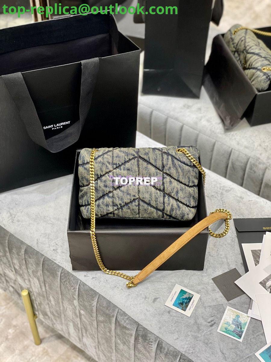 Replica Saint Laurent YSL Loulou Puffer Mini Bag In Quilted Vintage Denim And Suede 7 Replica Saint Laurent YSL Loulou Puffer Mini Bag In Quilted Vintage Denim And Suede 7