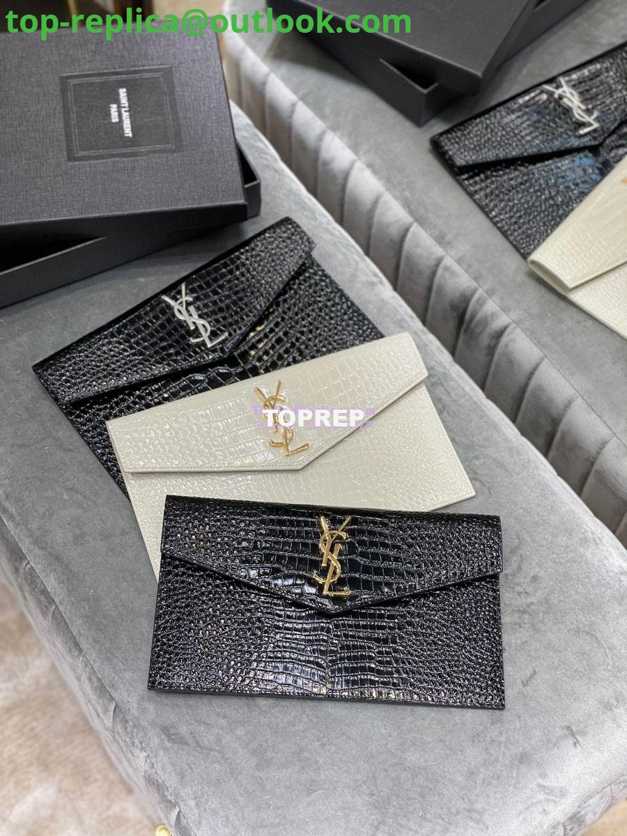 Replica YSL Saint Laurent Uptown Pouch In Crocodile Embossed Shiny Leather 565739 Replica YSL Saint Laurent Uptown Pouch In Crocodile Embossed Shiny Leather 565739
