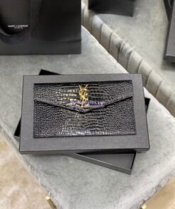 Replica YSL Saint Laurent Uptown Pouch In Crocodile Embossed Shiny Leather 565739 2