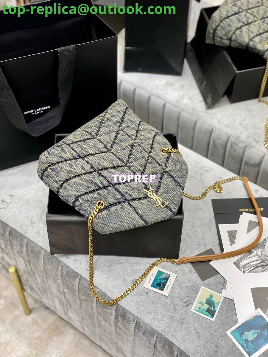 Replica Saint Laurent YSL Loulou Puffer Mini Bag In Quilted Vintage Denim And Suede 10 Replica Saint Laurent YSL Loulou Puffer Mini Bag In Quilted Vintage Denim And Suede 10