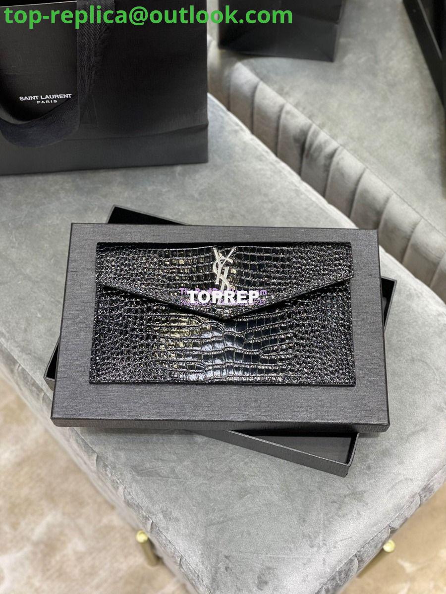 Replica YSL Saint Laurent Uptown Pouch In Crocodile Embossed Shiny Leather 565739 8 Replica YSL Saint Laurent Uptown Pouch In Crocodile Embossed Shiny Leather 565739 8