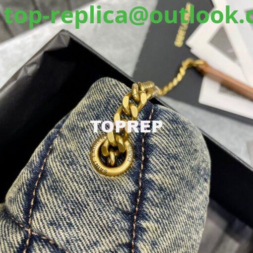 Replica Saint Laurent YSL Loulou Puffer Mini Bag In Quilted Vintage Denim And Suede 12