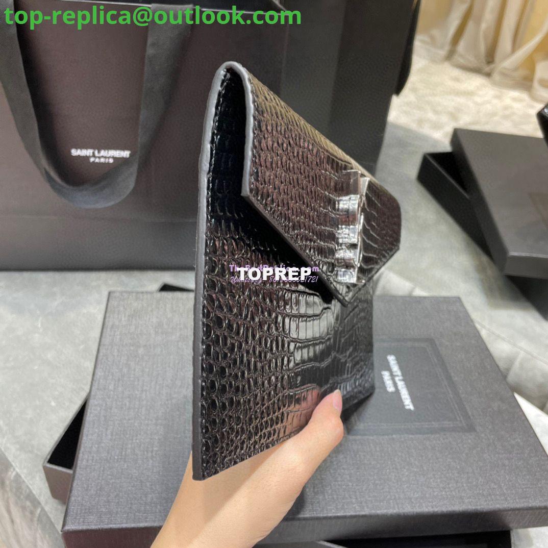 Replica YSL Saint Laurent Uptown Pouch In Crocodile Embossed Shiny Leather 565739 11 Replica YSL Saint Laurent Uptown Pouch In Crocodile Embossed Shiny Leather 565739 11