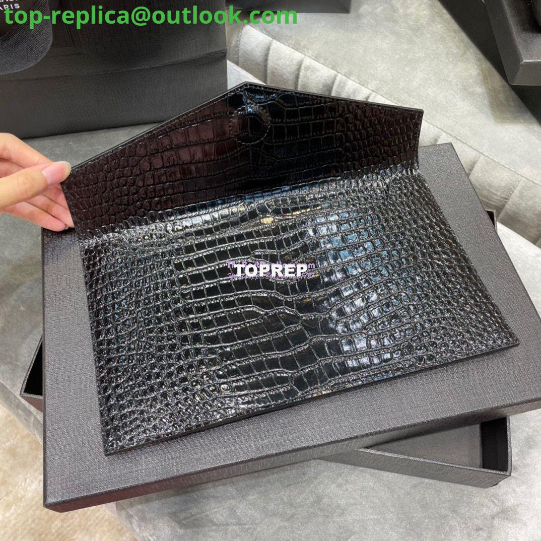 Replica YSL Saint Laurent Uptown Pouch In Crocodile Embossed Shiny Leather 565739 12 Replica YSL Saint Laurent Uptown Pouch In Crocodile Embossed Shiny Leather 565739 12