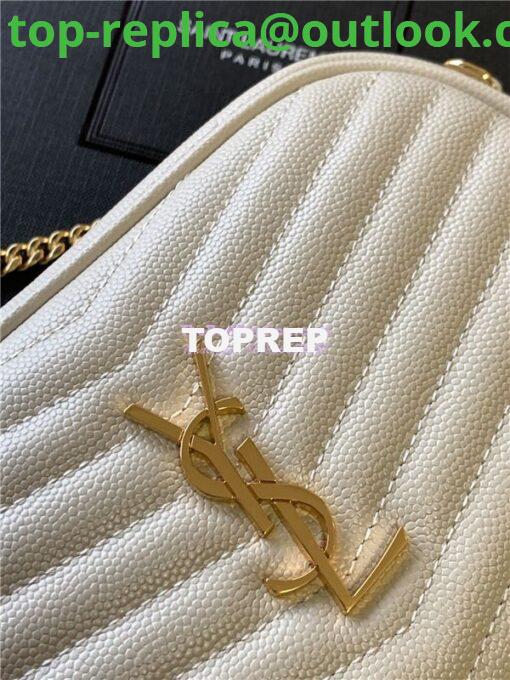 Replica YSL Saint Laurent White Grain De Poudre Matelasse Monogram Mini Lou Camera Bag 6